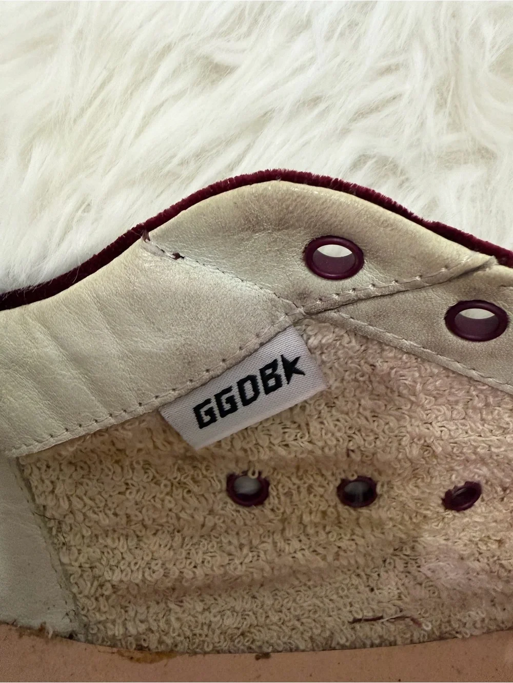 Golden Goose Super-Star Velvet Sneakers in Burgundy and White Size 39 US 9